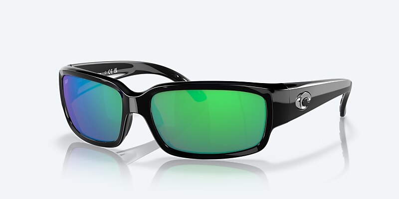 Lunettes de soleil Costa Caballito M (59-15) avec Effet miroir Vert verre et Noir brillant monture Image 1 de 7