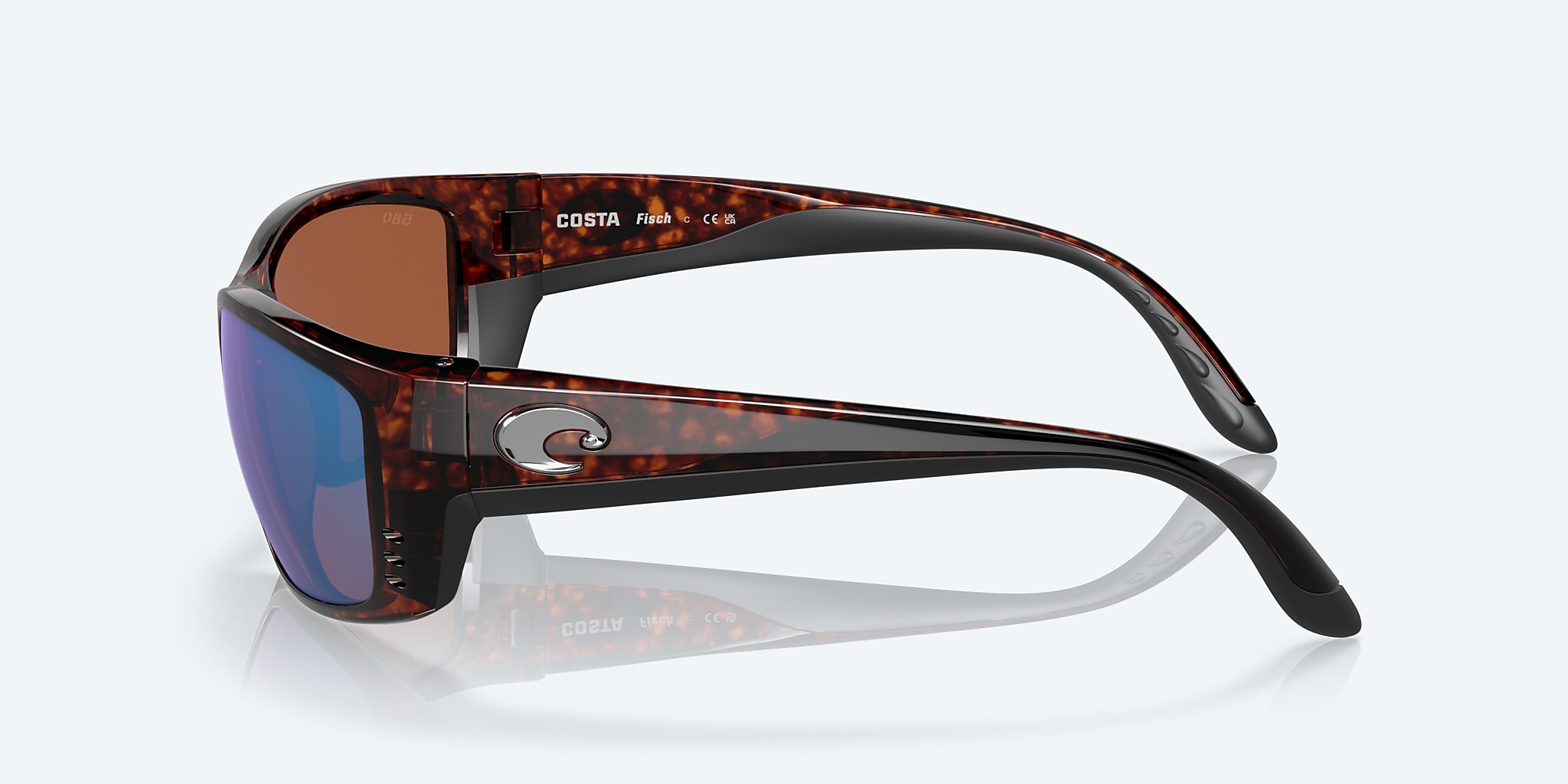 Sunglasses Costa Fisch XL (64-17) with Green Mirror lens and Tortoise frame Image 3 of 7
