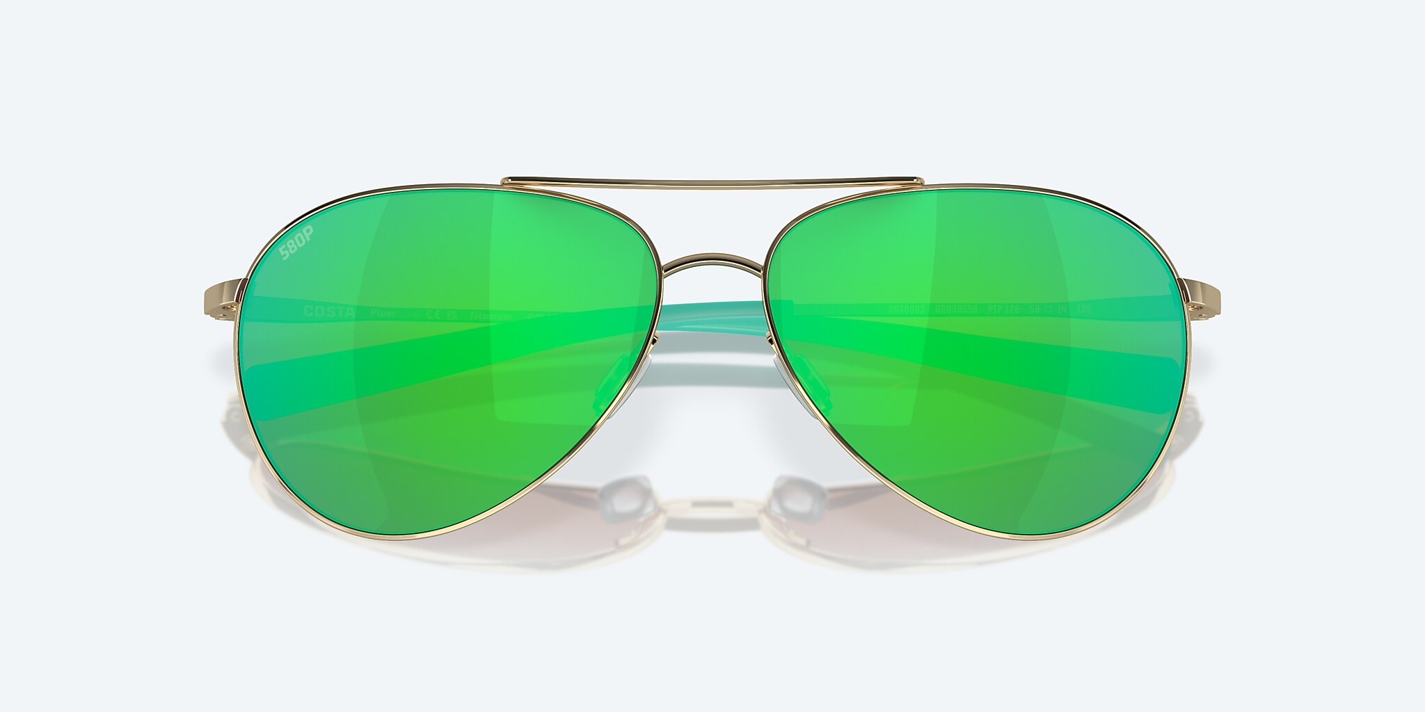 Sunglasses Costa Piper L (58-14) with Green Mirror lens and Shiny Gold frame Image 5 of 7