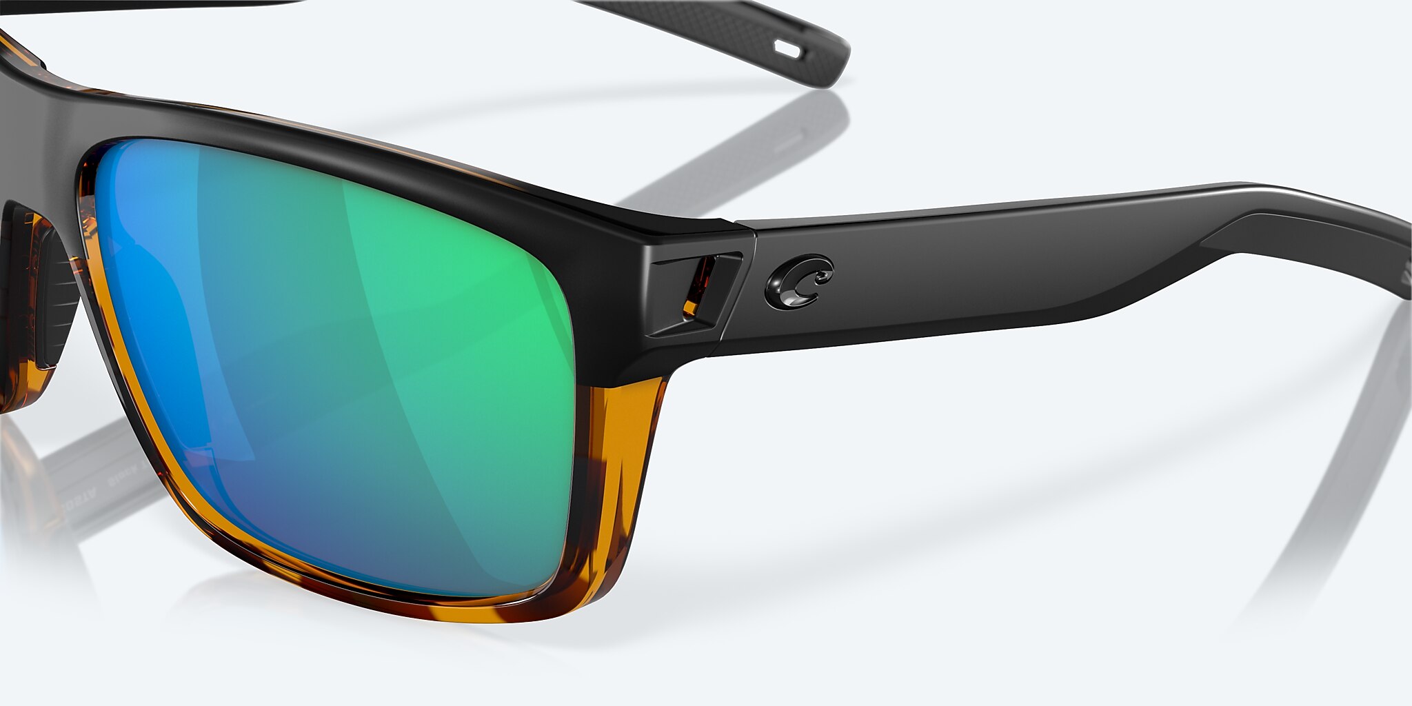Lunettes de soleil Costa Slack Tide XL (60-15) avec Effet miroir Vert verre et Noir/Écaille de tortue brillante monture Image 6 de 7