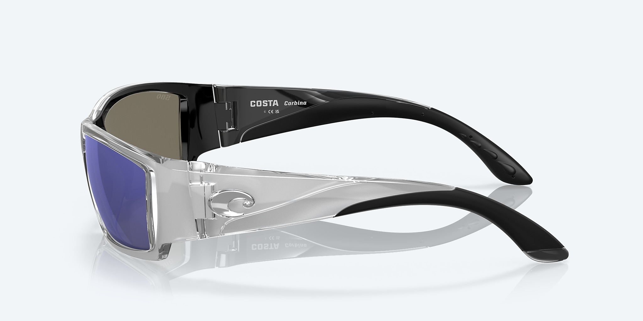 Sunglasses Costa Corbina L (61-18) with Blue Mirror lens and Silver frame Image 3 of 7