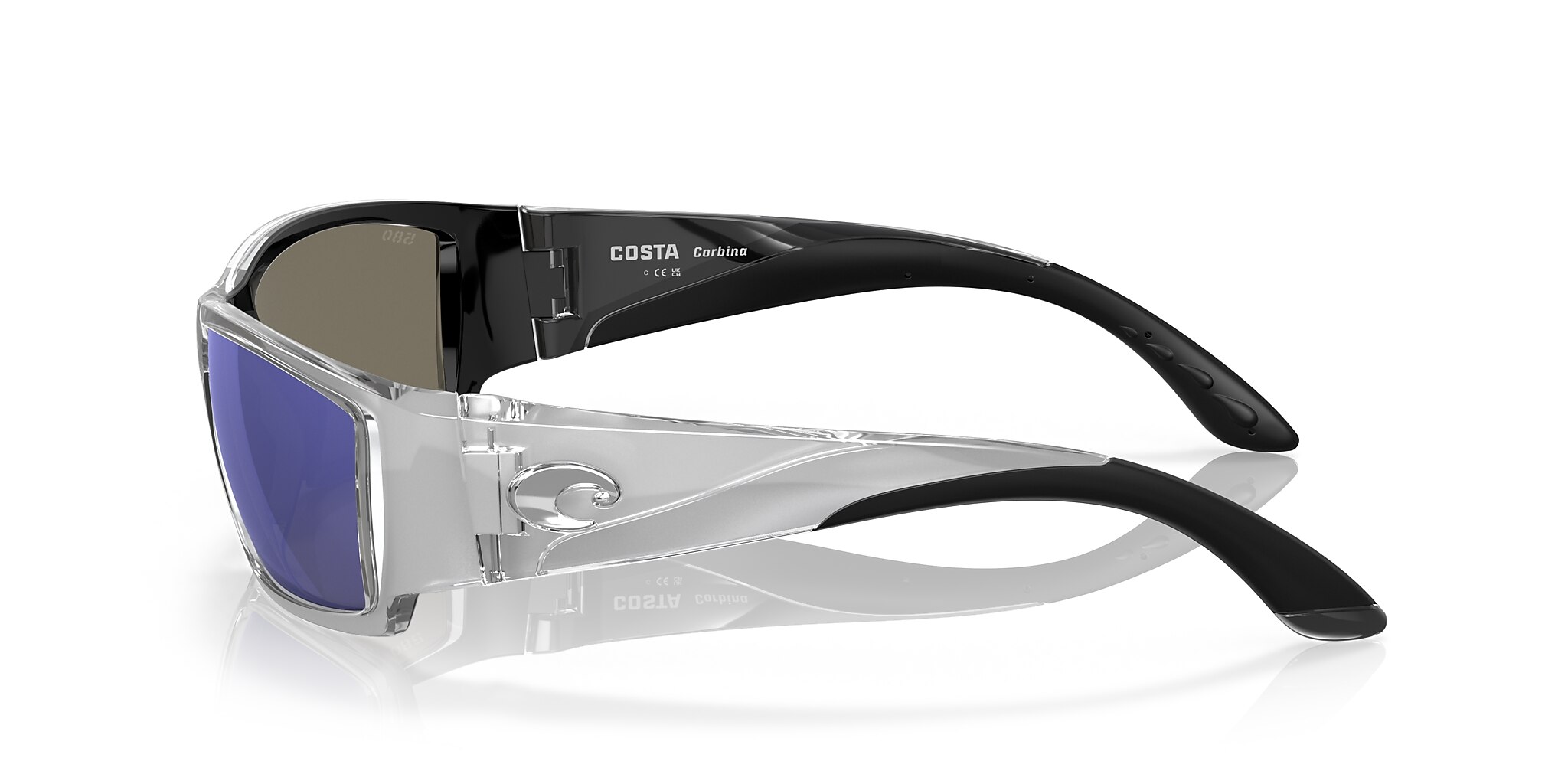 Costa Corbina L (61-18) with Blue Mirror lenses and Silver frame