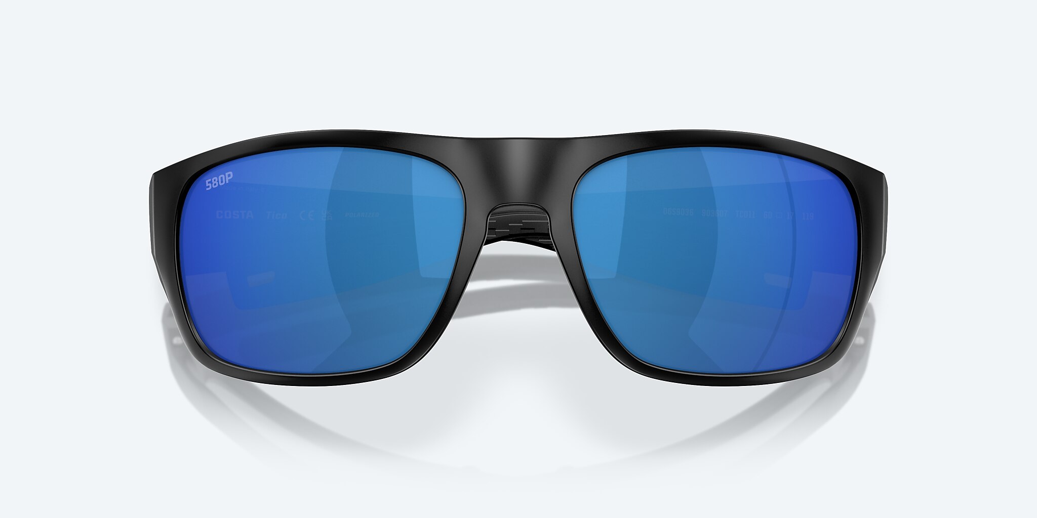 Sunglasses Costa Tico XL (60-17) with Blue Mirror lens and Matte Black frame Image 5 of 7
