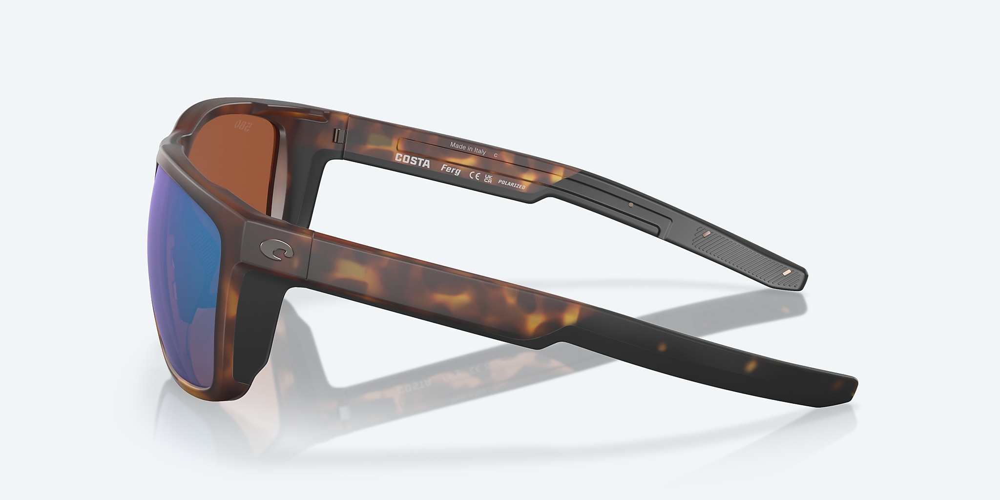 Sunglasses Costa Ferg L (59-16) with Green Mirror lens and Matte Tortoise frame Image 3 of 7