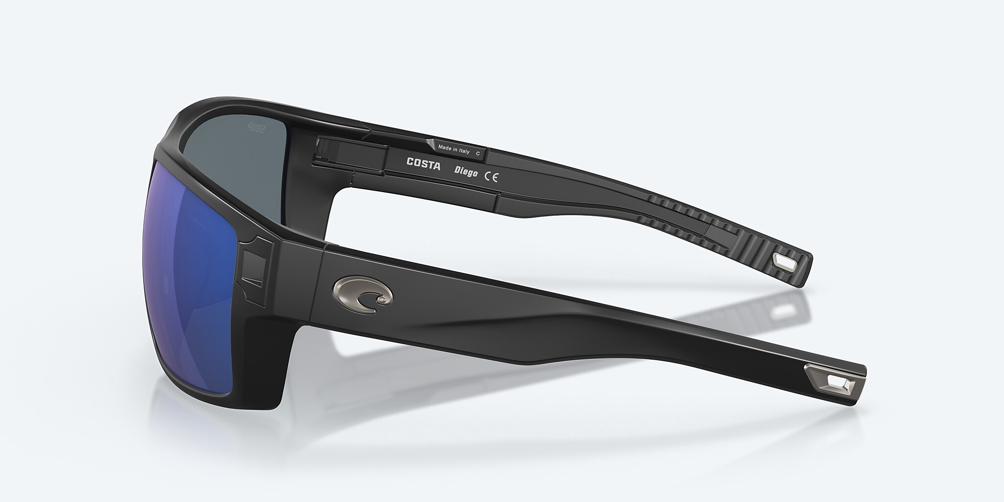 Lunettes de soleil Costa Diego XL (62-14) avec Effet miroir Bleu verre et Noir mat monture Image 3 de 7