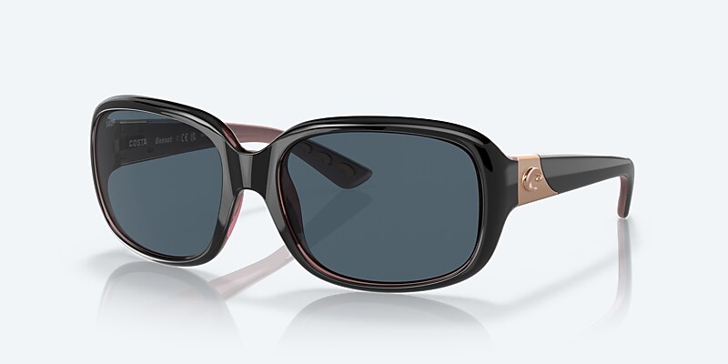 Sunglasses Costa Gannet M (58-17) with Gray lens and Shiny Black/Hibiscus frame Image 1 of 7