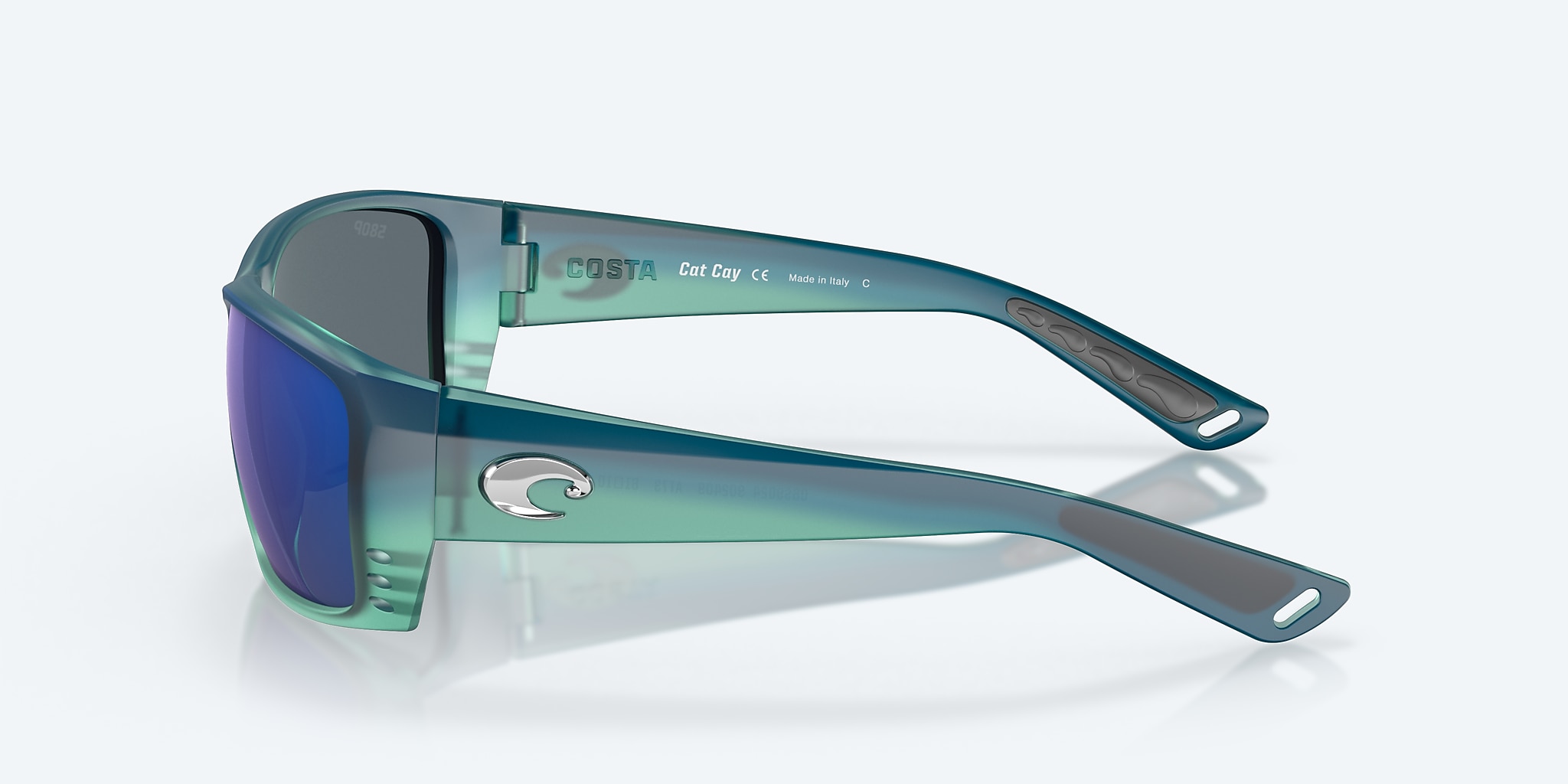 Sunglasses Costa Cat Cay M (61-10) with Blue Mirror lens and Matte Caribbean Fade frame Image 3 of 7