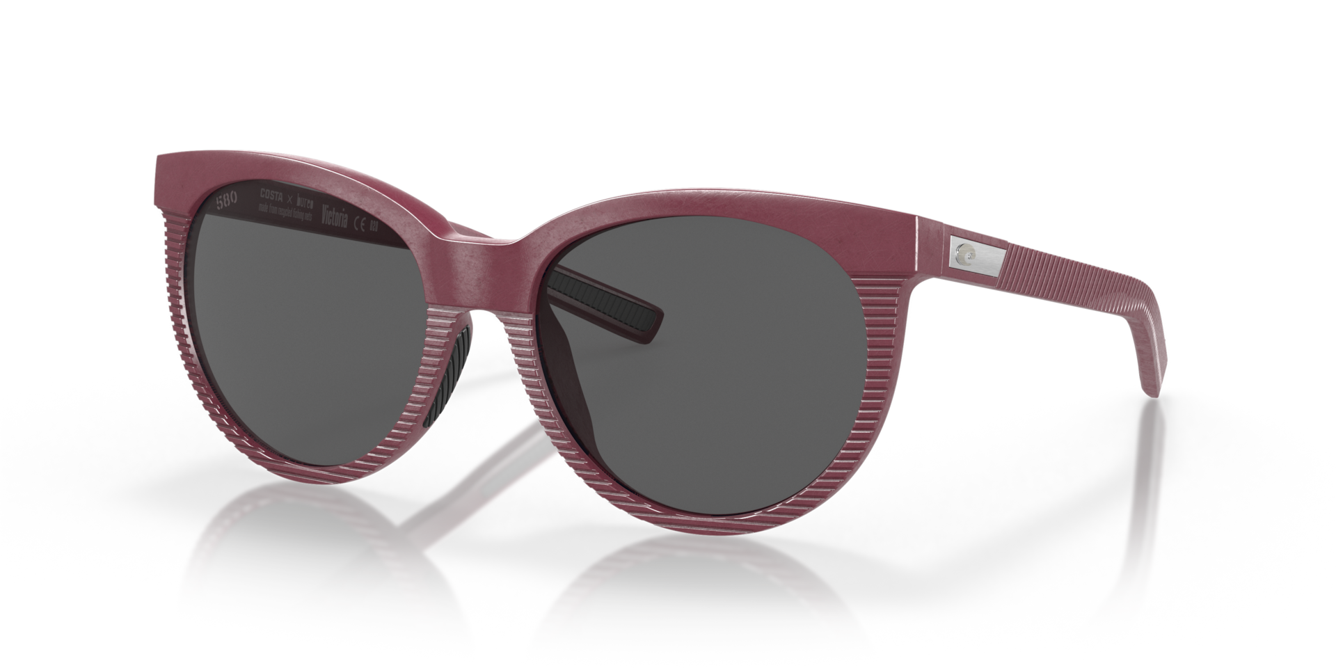 NEW COSTA DEL MAR women\'s victoria oval sunglasses in net plum/gray Costa Victoria S (56-19) with Gray lenses and Net Plum frame  main image 2