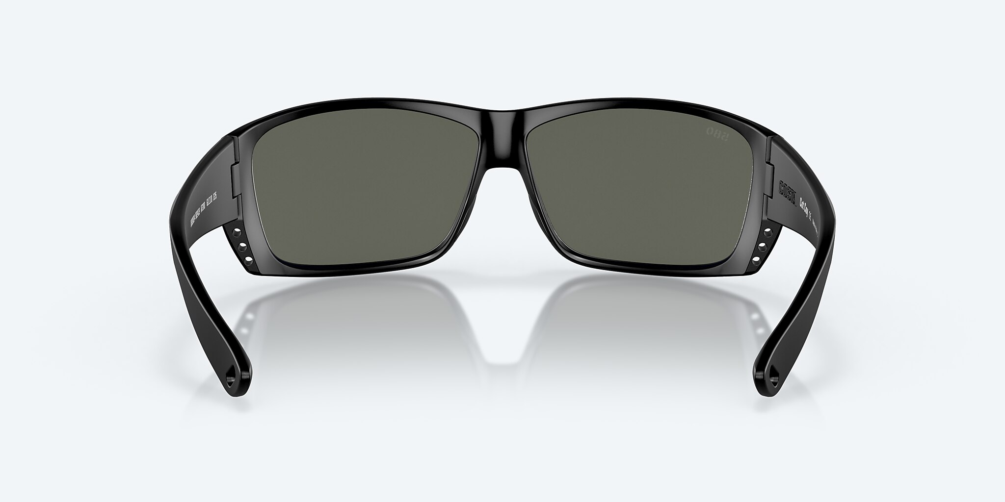 Sunglasses Costa Cat Cay M (61-10) with Gray Silver Mirror lens and Matte Black Green Logo frame Image 4 of 7