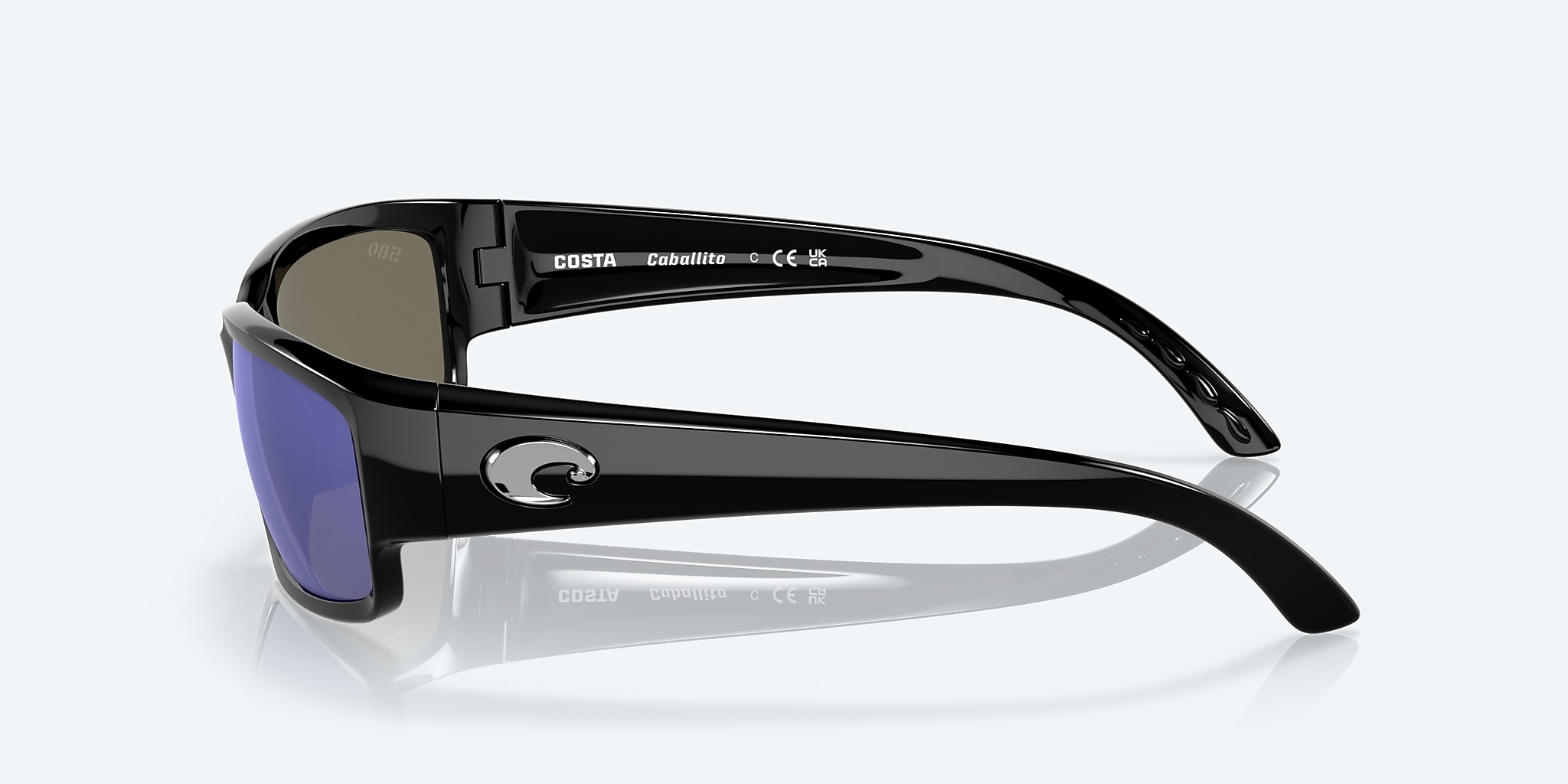 Sunglasses Costa Caballito M (59-15) with Blue Mirror lens and Shiny Black frame Image 3 of 7