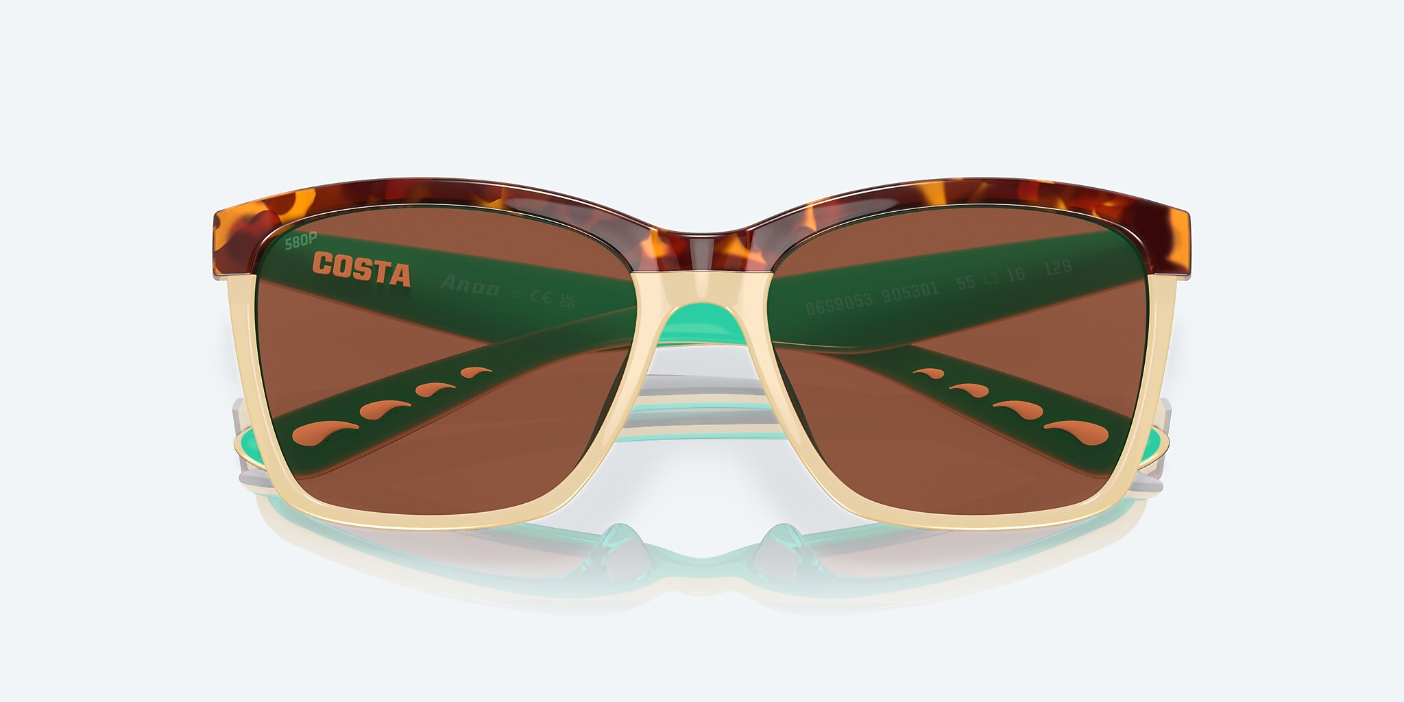 Sunglasses Costa Anaa S (55-16) with Copper lens and Shiny Retro Tort/Cream/Mint frame Image 5 of 7