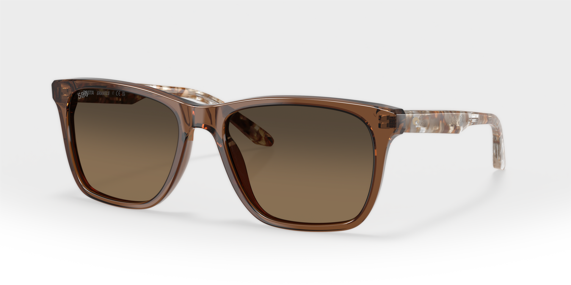 Costa Del Mar Lifestyle Gravels Men's Brown Smoke Frame Copper Gradient 580G Polarized Lens Sunglasses 06S2019-20190657