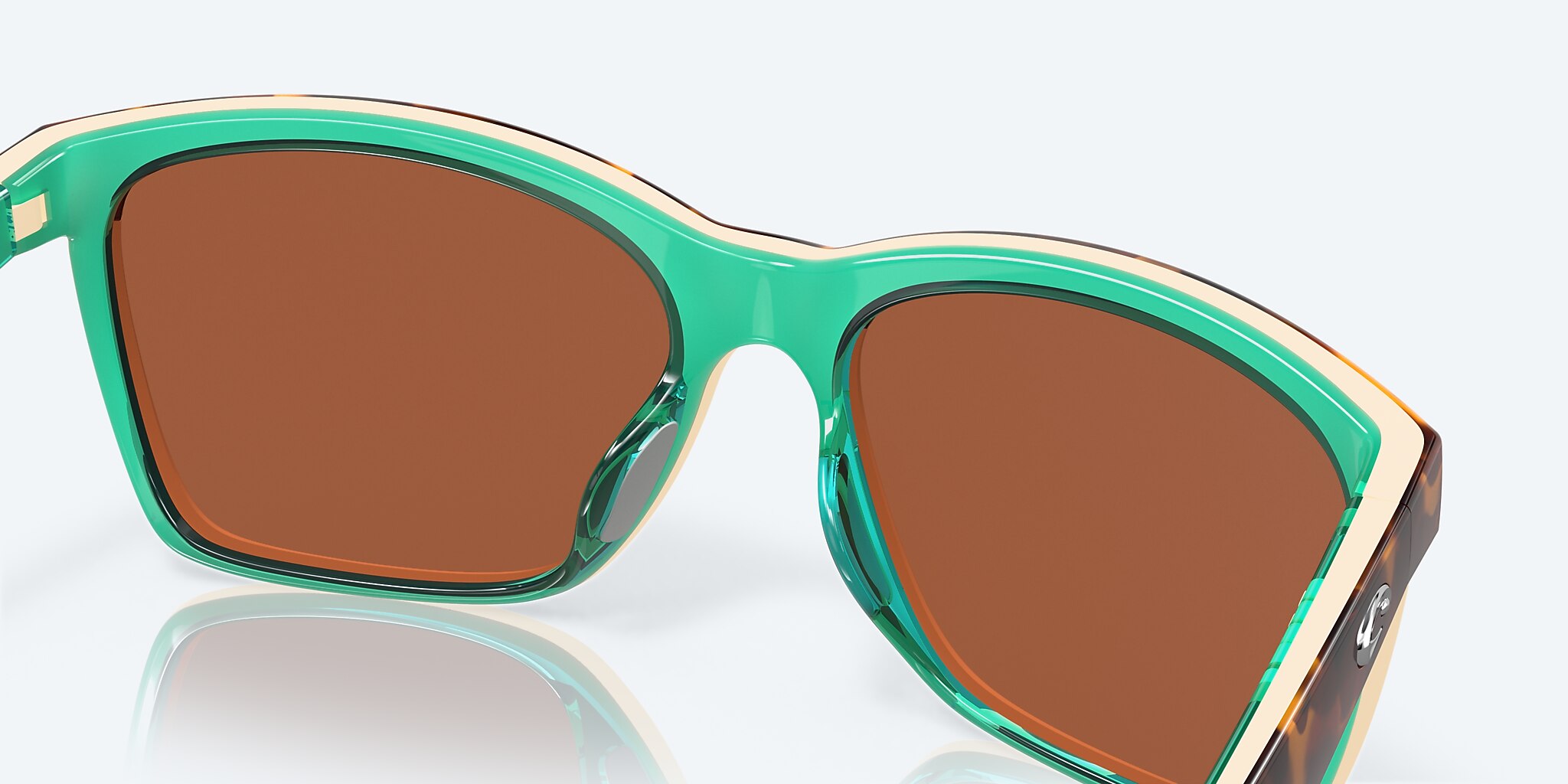 Sunglasses Costa Anaa S (55-16) with Green Mirror lens and Shiny Retro Tortoise/Cream/Mint frame Image 7 of 7