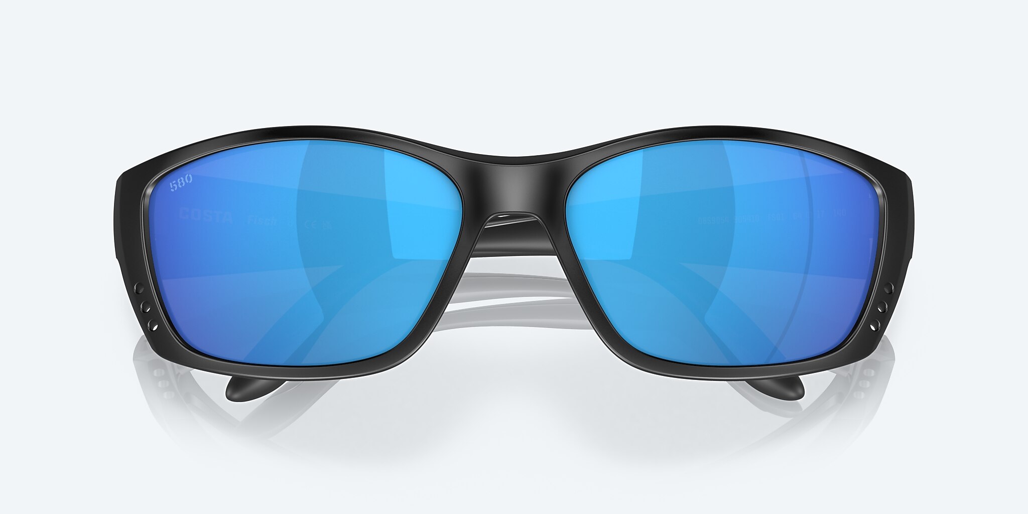 Sunglasses Costa Fisch XL (64-17) with Blue Mirror lens and Blackout frame Image 5 of 7