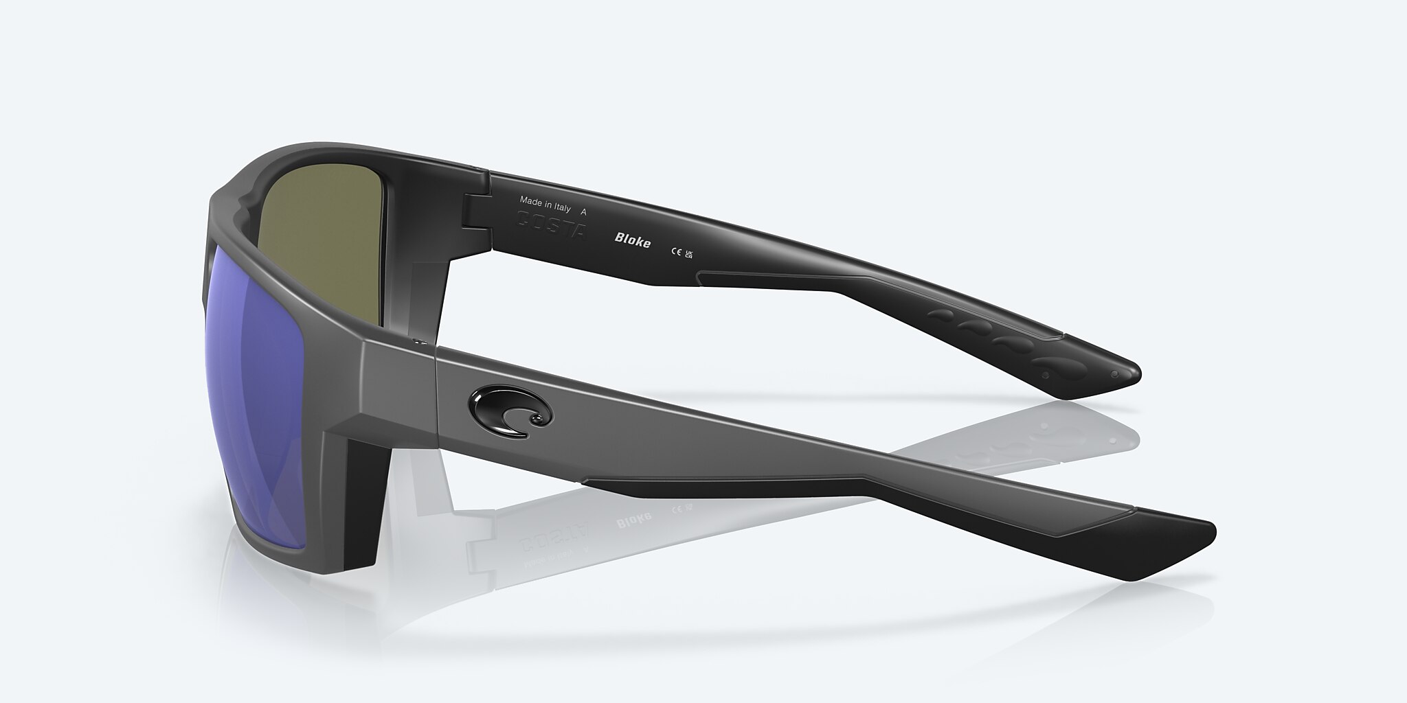 Sunglasses Costa Bloke XL (61-14) with Blue Mirror lens and Matte Gray/Matte Black frame Image 3 of 7
