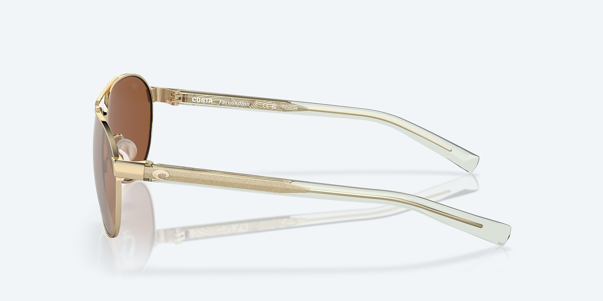Sunglasses Costa Fernandina S (57-15) with Copper Silver Mirror lens and Shiny Gold frame Image 3 of 7