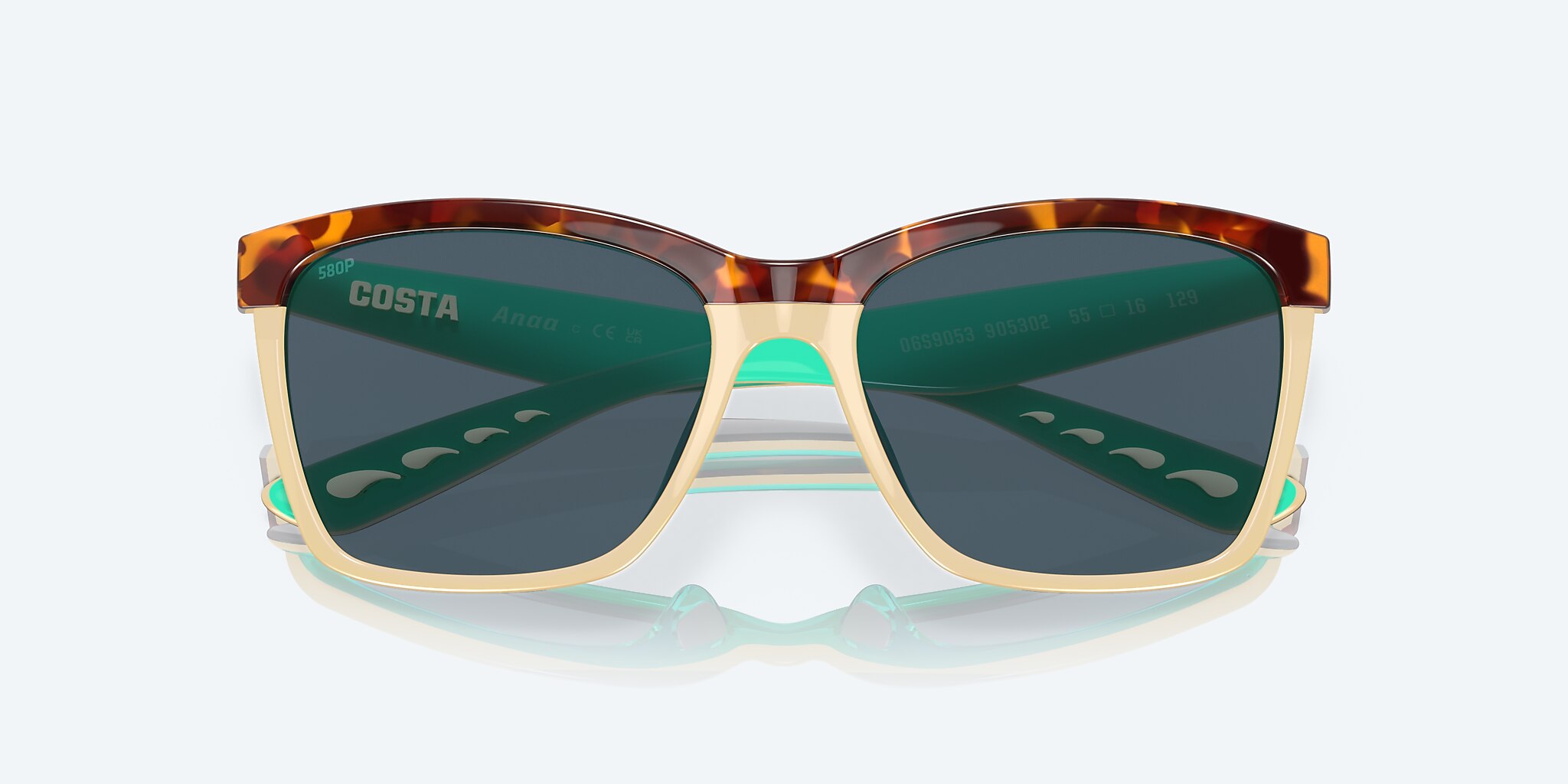 Sunglasses Costa Anaa S (55-16) with Gray lens and Shiny Retro Tortoise/Cream/Mint frame Image 5 of 7