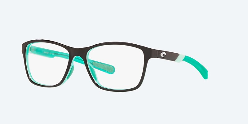 Eyeglasses Costa Ocean Ridge 110 XXS (50-15) with Demo Lens lens and Shiny Black/Kiwi/Kiwi Crystal frame Image 1 of 4