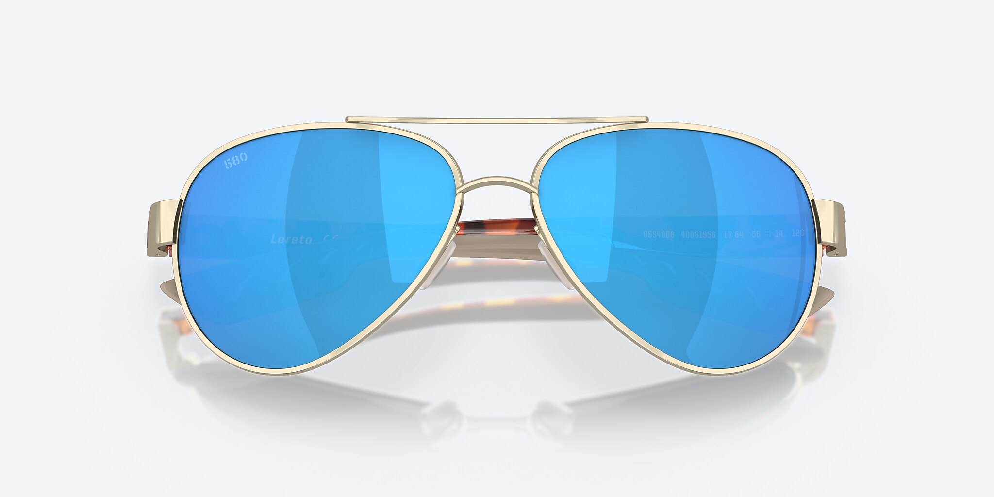 Lunettes de soleil Costa Loreto M (56-14) avec Effet miroir Bleu verre et Or rose monture Image 5 de 8