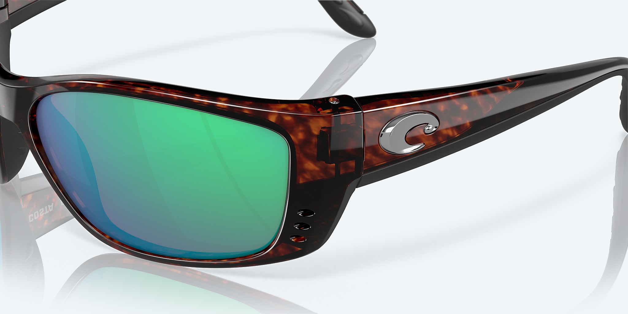 Sunglasses Costa Fisch XL (64-17) with Green Mirror lens and Tortoise frame Image 6 of 7