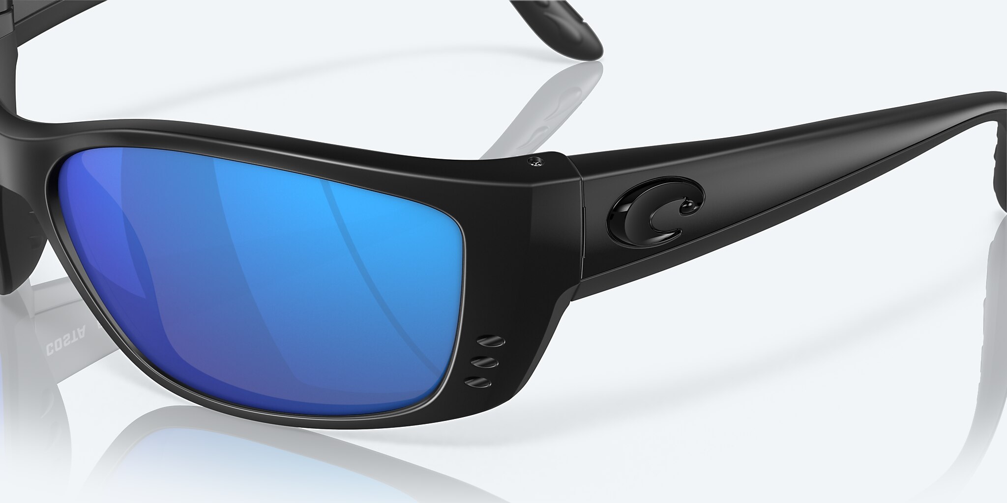 Sunglasses Costa Fisch XL (64-17) with Blue Mirror lens and Blackout frame Image 6 of 7