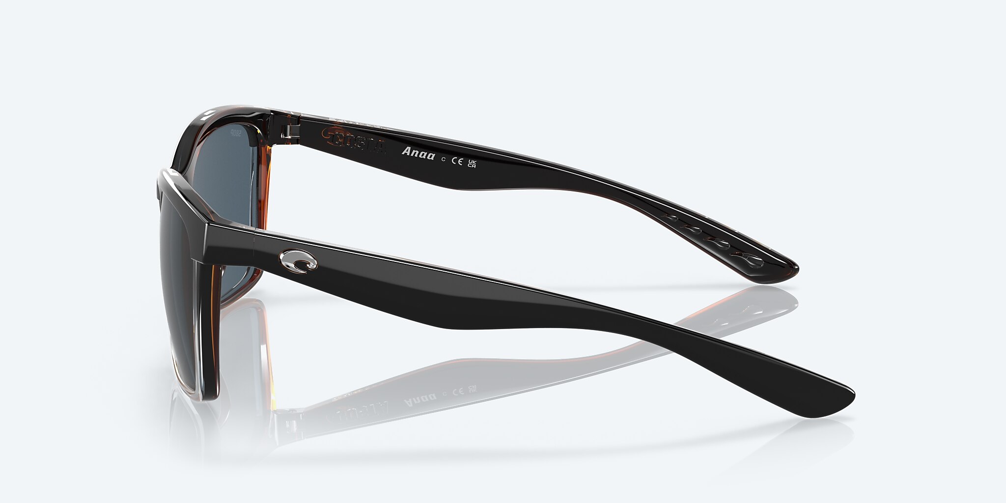 Sunglasses Costa Anaa S (55-16) with Gray lens and Shiny Black On Brown frame Image 3 of 7