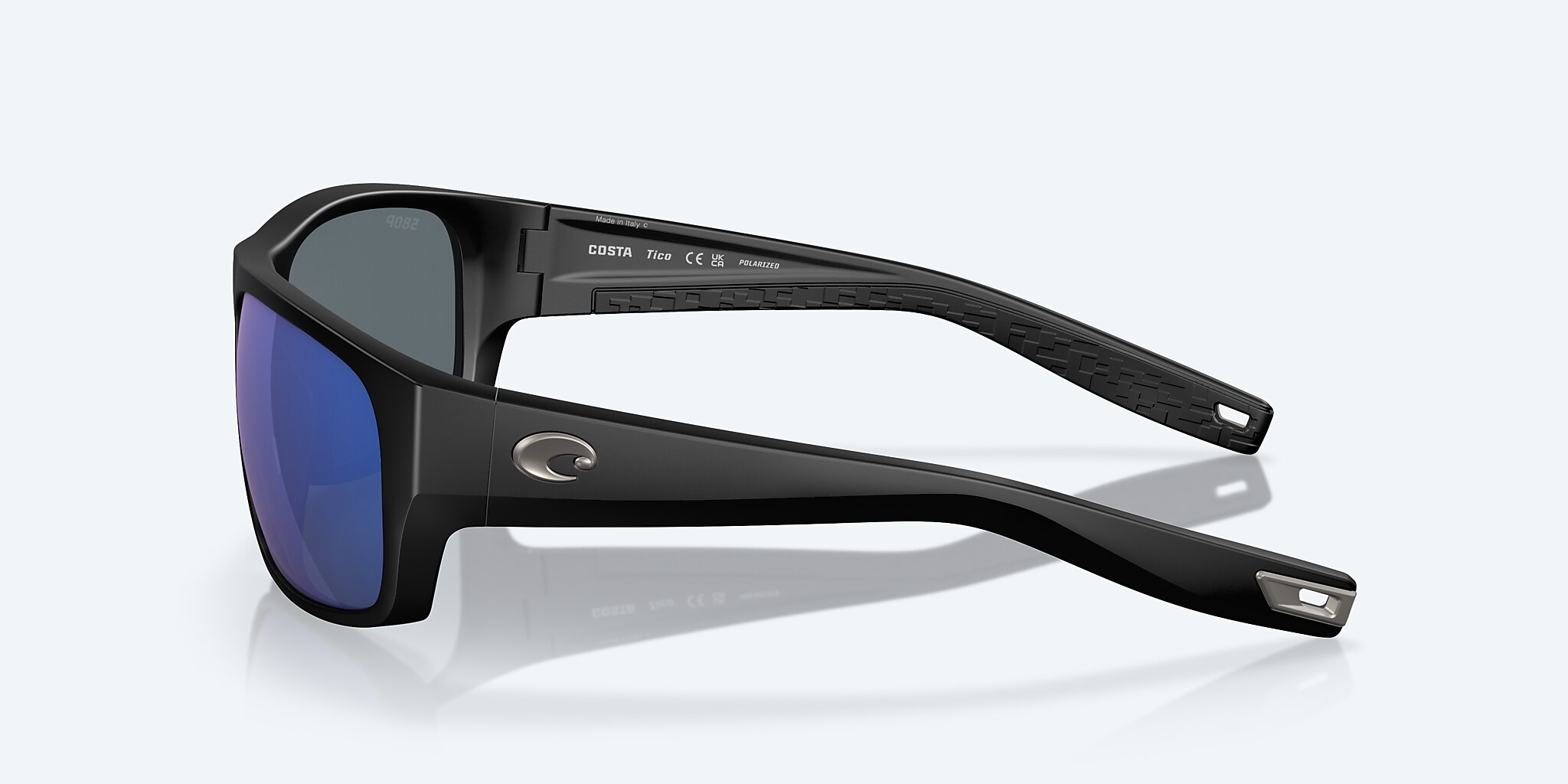 Sunglasses Costa Tico XL (60-17) with Blue Mirror lens and Matte Black frame Image 3 of 7