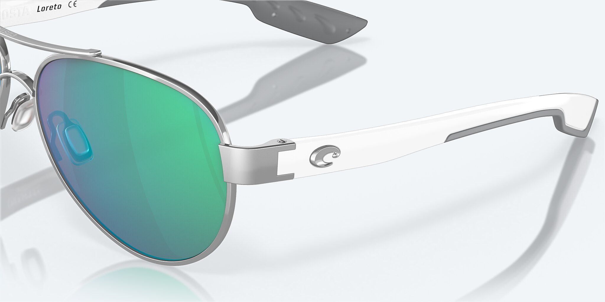 Sunglasses Costa Loreto M (56-14) with Green Mirror lens and Palladium frame Image 6 of 8