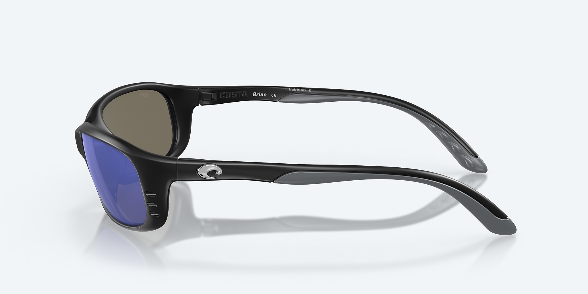 Sunglasses Costa Brine S (59-18) with Blue Mirror lens and Matte Black frame Image 3 of 7