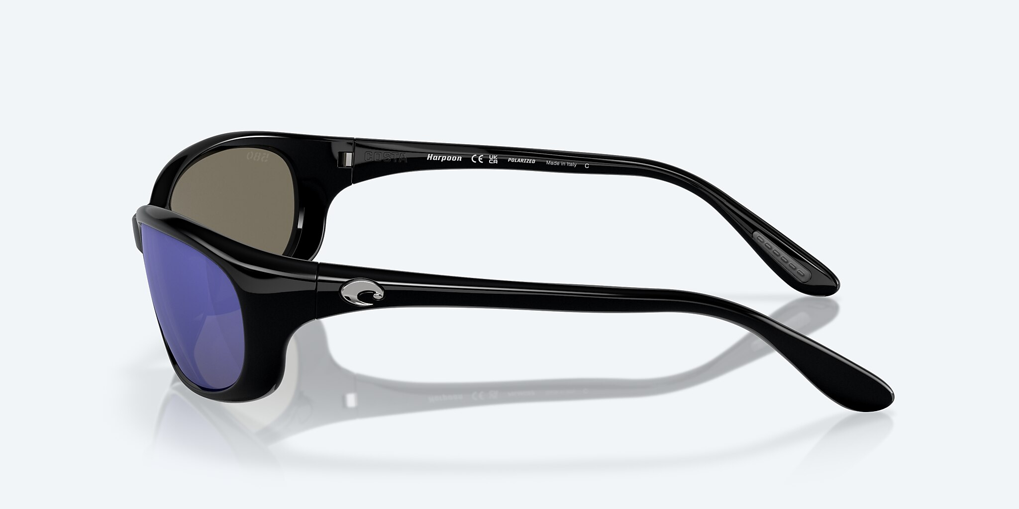 Sunglasses Costa Harpoon S (61-18) with Blue Mirror lens and Shiny Black frame Image 3 of 7