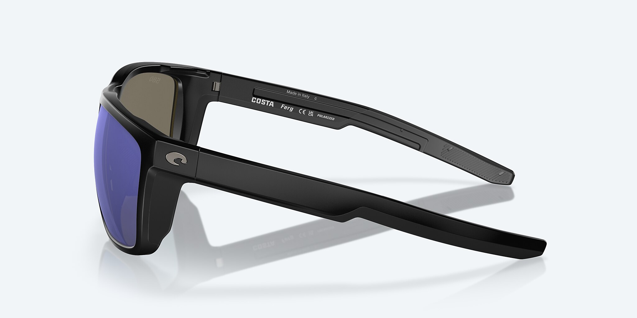 Sunglasses Costa Ferg L (59-16) with Blue Mirror lens and Matte Black frame Image 3 of 7