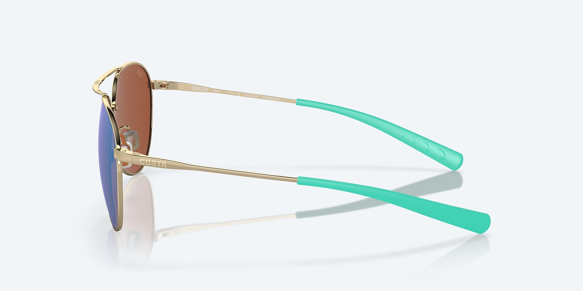 Sunglasses Costa Piper L (58-14) with Green Mirror lens and Shiny Gold frame Image 3 of 7