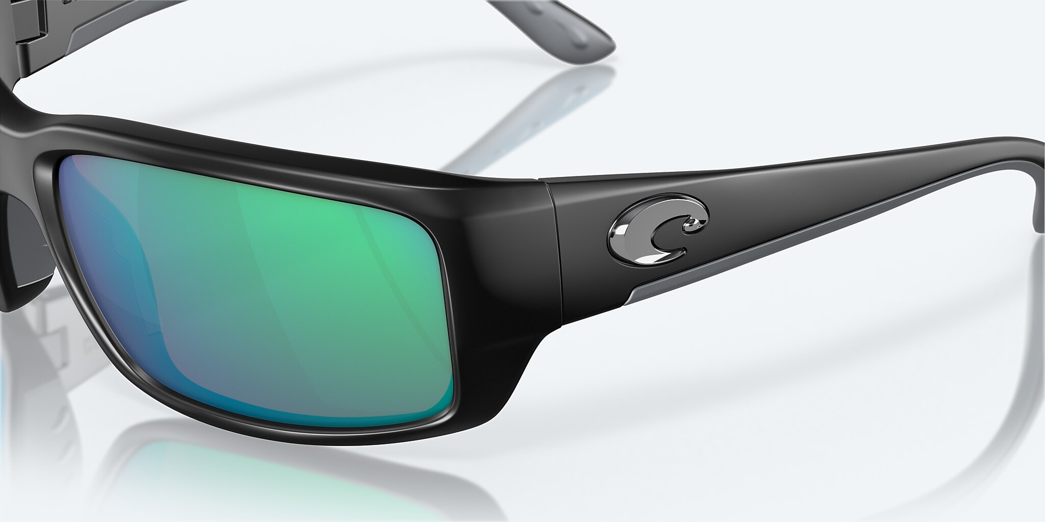 Sunglasses Costa Fantail M (59-14) with Green Mirror lens and Matte Black frame Image 6 of 7