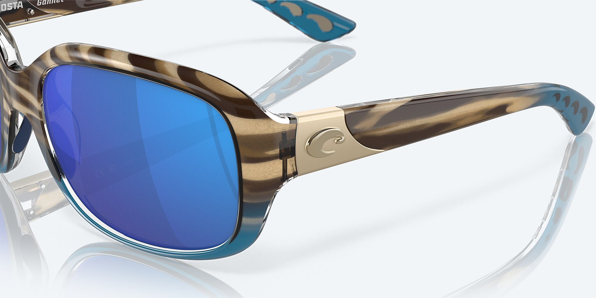Sunglasses Costa Gannet M (58-17) with Blue Mirror lens and Shiny Wahoo frame Image 6 of 7