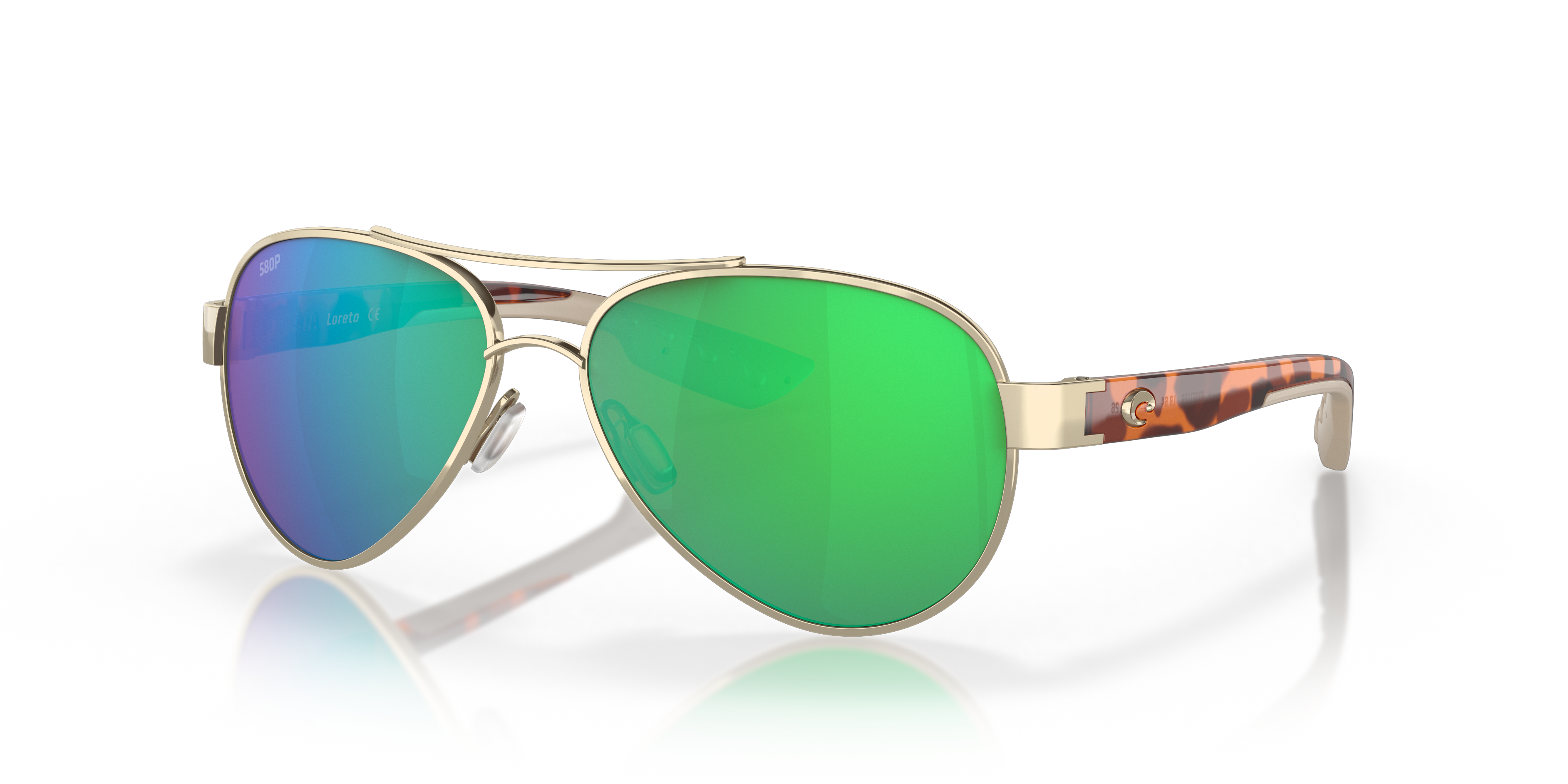 Costa Loreto M (56-14) with Green Mirror lenses and Rose Gold