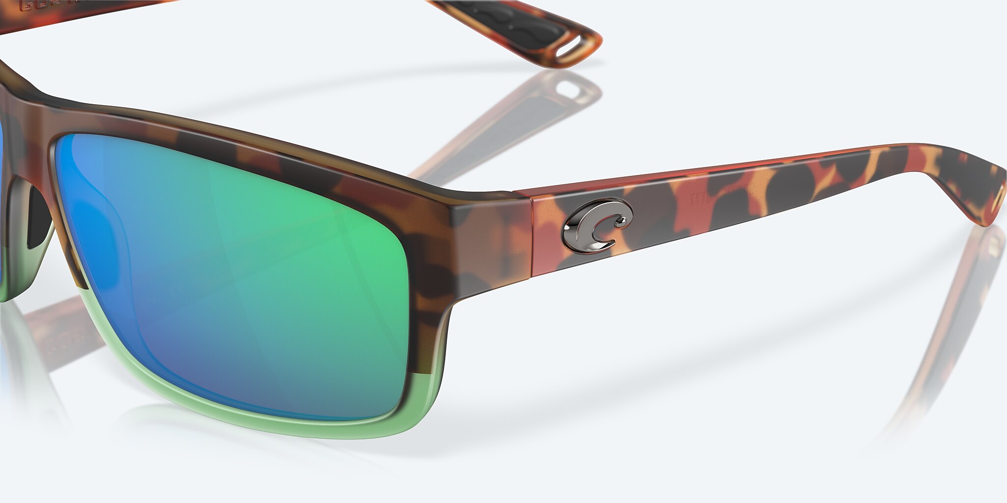 Sunglasses Costa Cut L (60-10) with Green Mirror lens and Matte Tortuga Fade frame Image 6 of 7