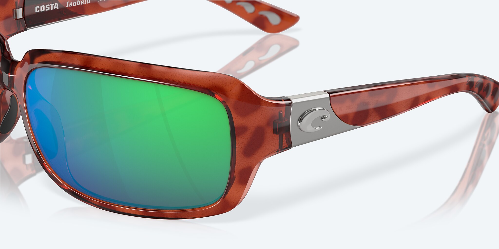 Lunettes de soleil Costa Isabela M (64-16) avec Effet miroir Vert verre et Écaille de tortue monture Image 6 de 7