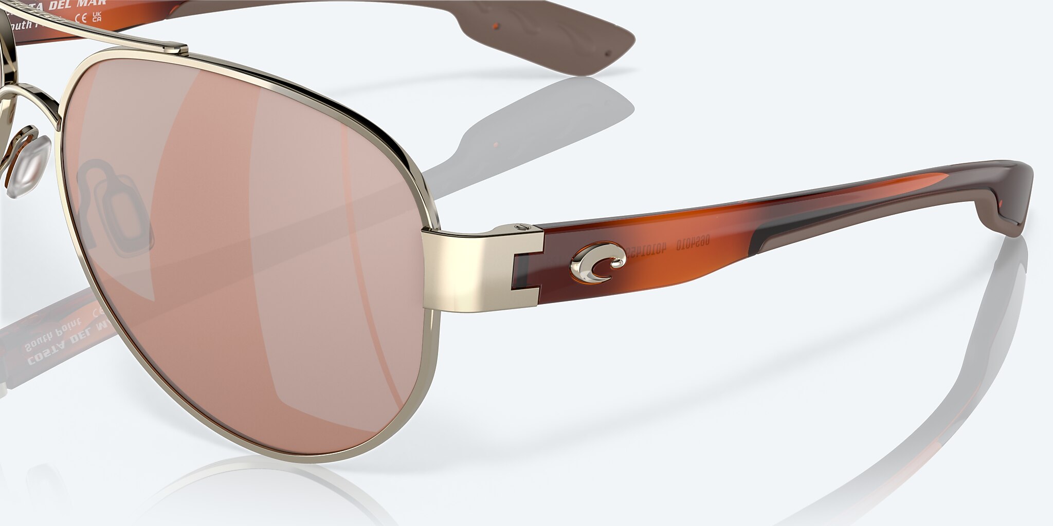 Sunglasses Costa South Point L (59-14) with Copper Silver Mirror lens and Rose Gold frame Image 6 of 7