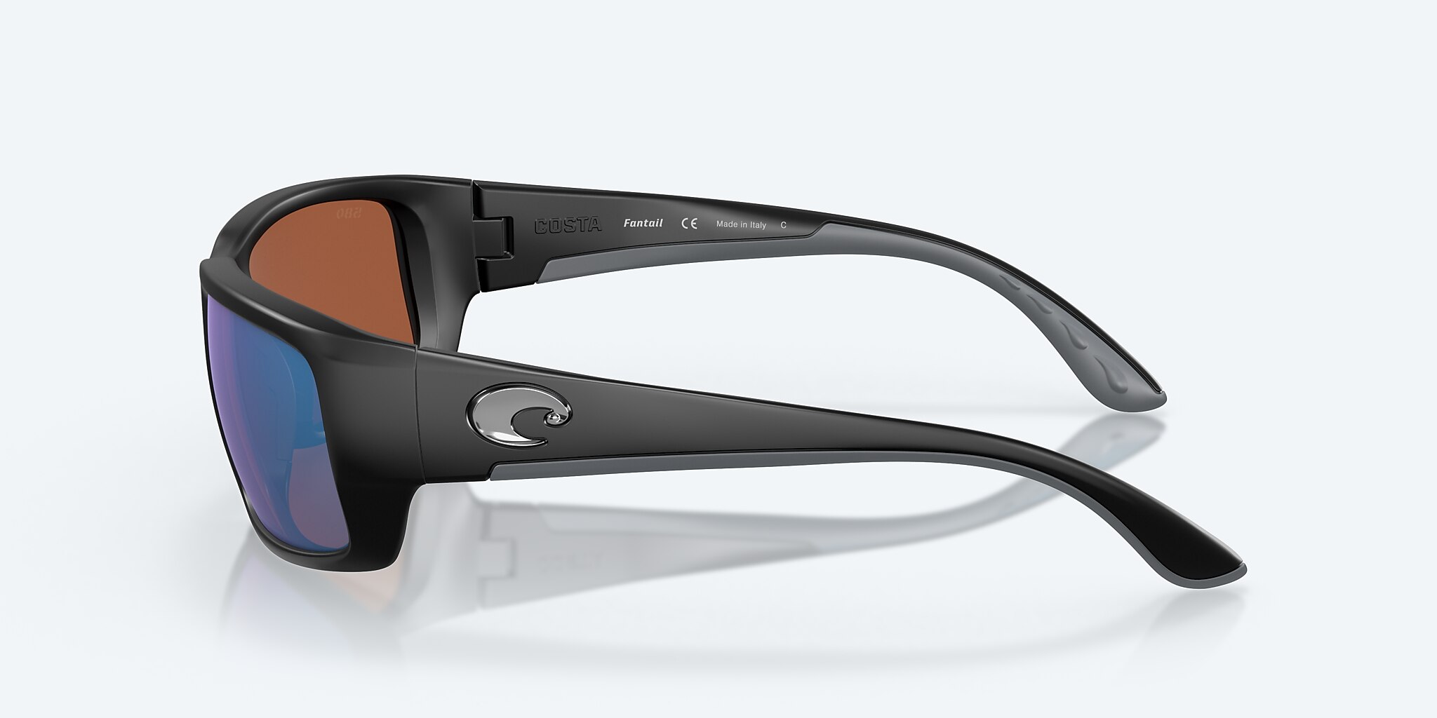 Sunglasses Costa Fantail M (59-14) with Green Mirror lens and Matte Black frame Image 3 of 7