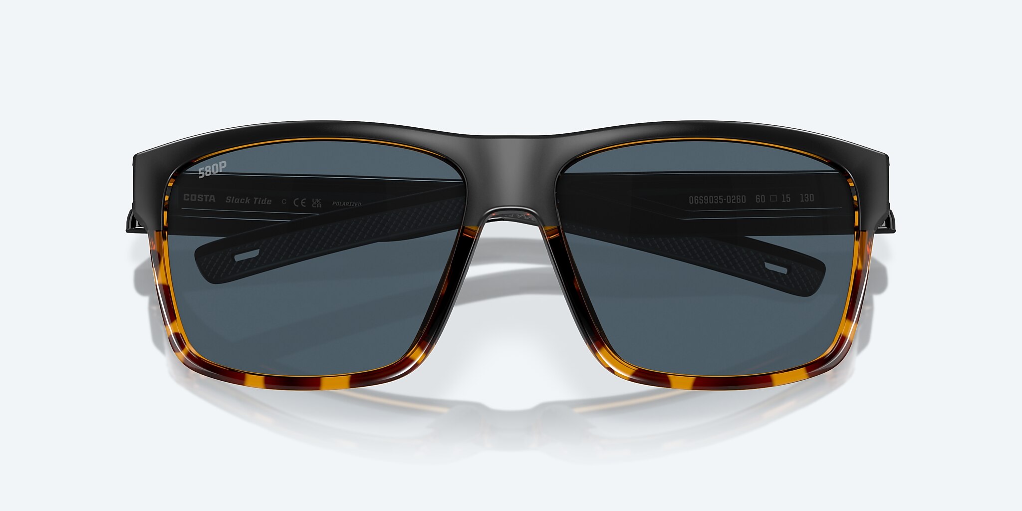 Sunglasses Costa Slack Tide XL (60-15) with Gray lens and Black/Shiny Tortoise frame Image 5 of 7
