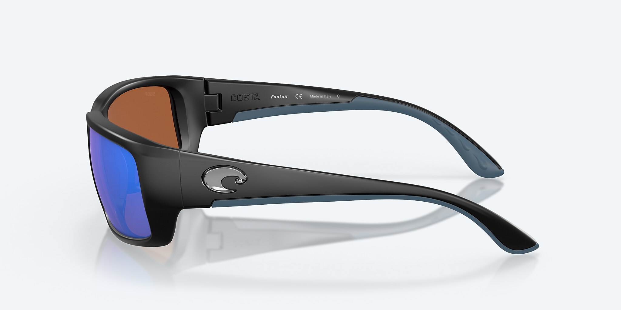 Sunglasses Costa Fantail M (59-14) with Green Mirror lens and Matte Black frame Image 3 of 7