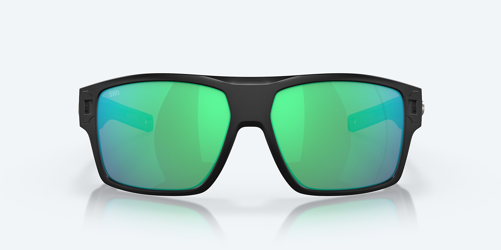 Lunettes de soleil Costa Diego XL (62-14) avec Effet miroir Vert verre et Noir mat monture Image 2 de 7