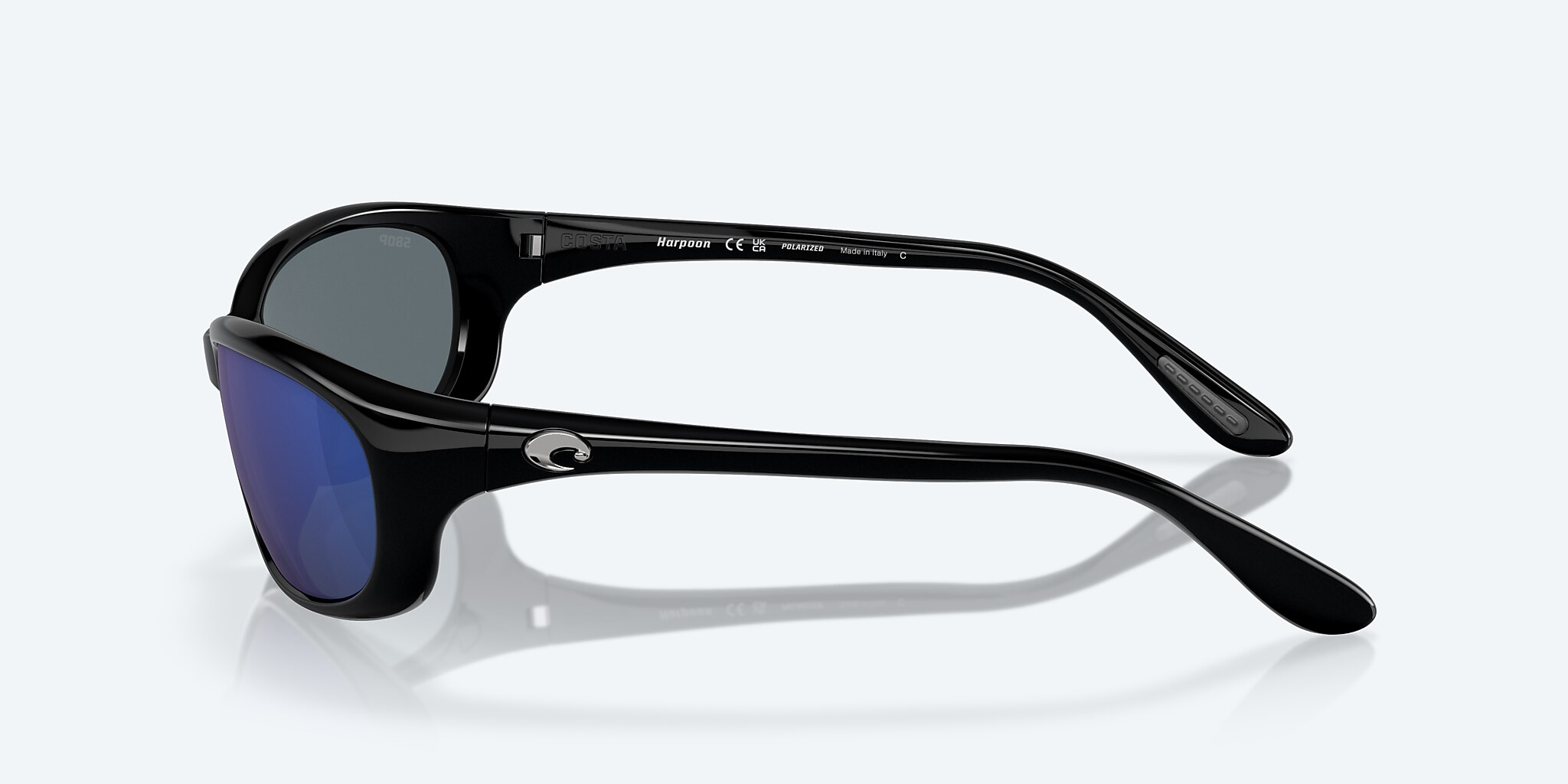 Sunglasses Costa Harpoon S (61-18) with Blue Mirror lens and Shiny Black frame Image 3 of 7