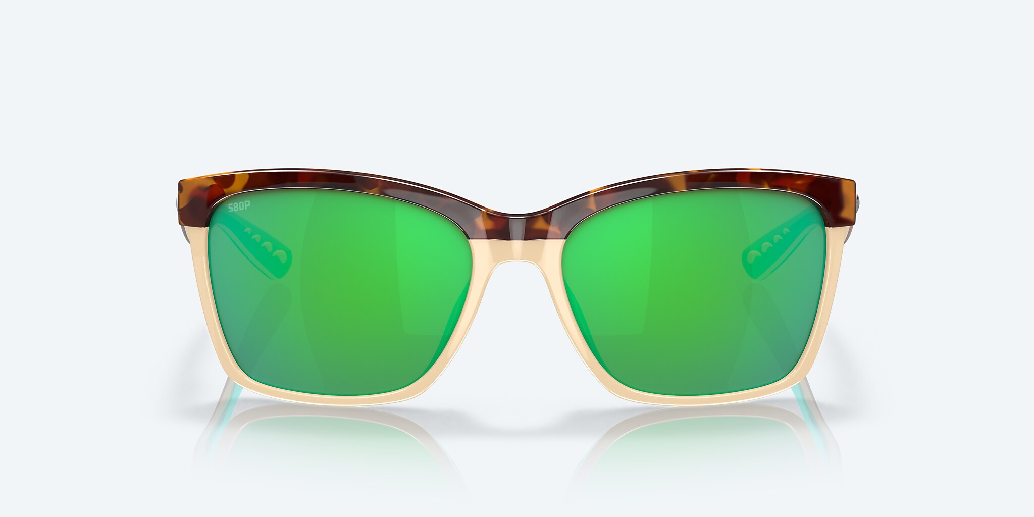 Sunglasses Costa Anaa S (55-16) with Green Mirror lens and Shiny Retro Tortoise/Cream/Mint frame Image 2 of 7