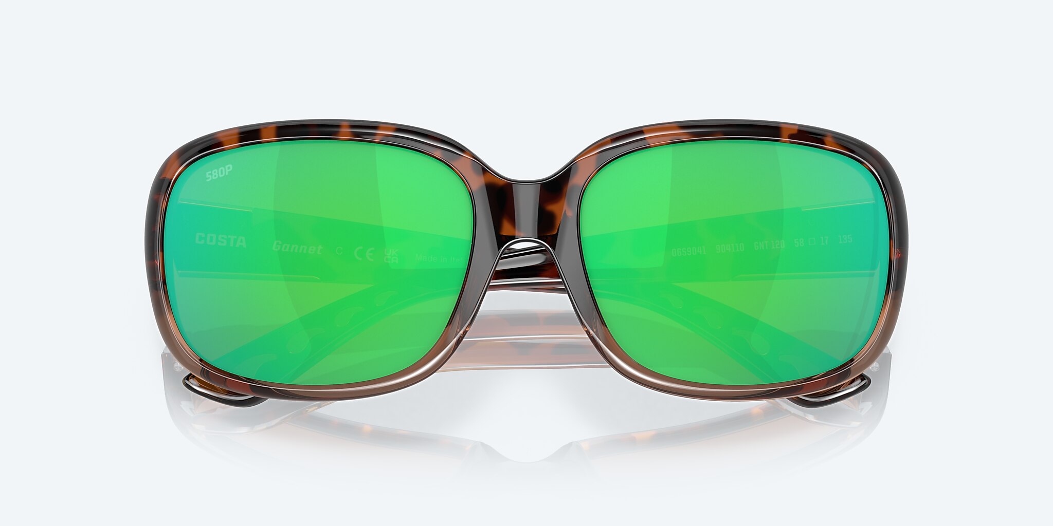 Lunettes de soleil Costa Gannet M (58-17) avec Effet miroir Vert verre et Dégradé écaille de tortue brillant monture Image 5 de 7