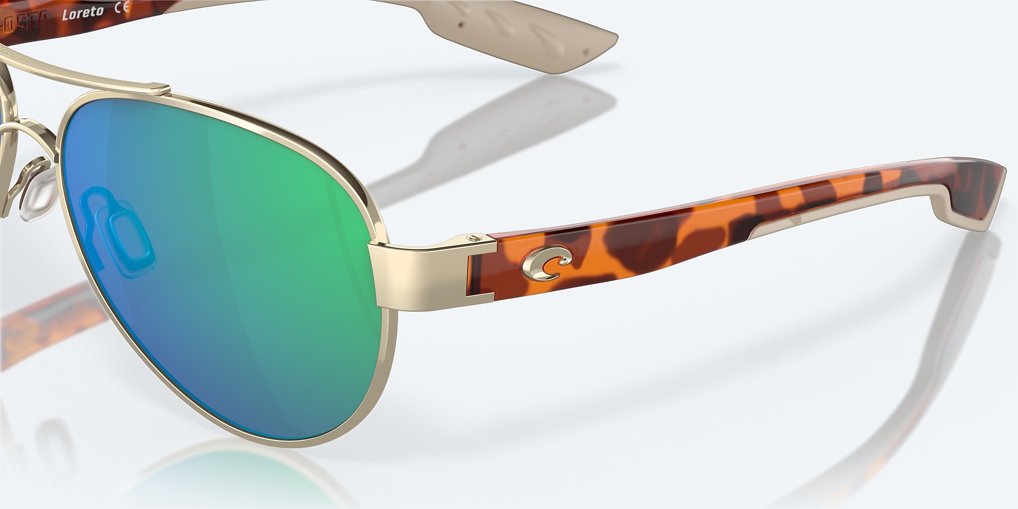 Sunglasses Costa Loreto M (56-14) with Green Mirror lens and Rose Gold frame Image 6 of 8