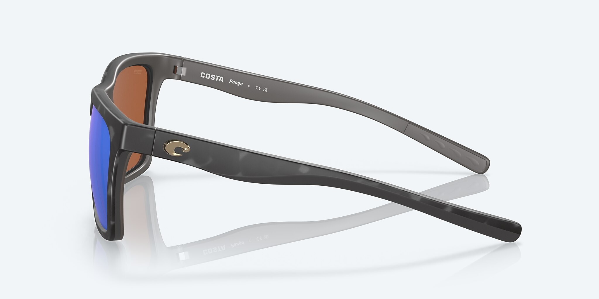 Sunglasses Costa Panga XXL (56-20) with Green Mirror lens and Matte Gray Tortoise frame Image 3 of 7