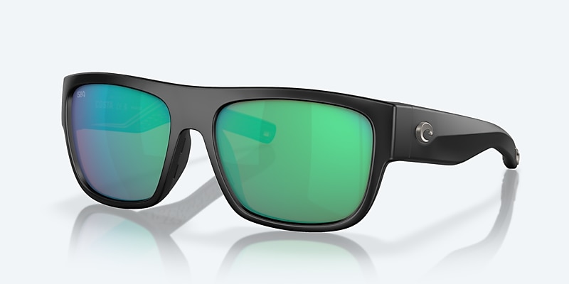 Lunettes de soleil Costa Sampan XL (58-17) avec Effet miroir Vert verre et Noir mat monture Image 1 de 7