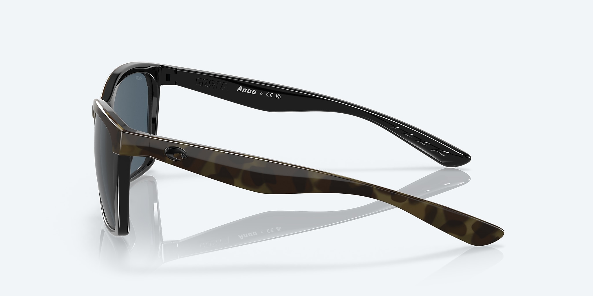 Sunglasses Costa Anaa S (55-16) with Gray lens and Shiny Olive Tortoise On Black frame Image 3 of 7