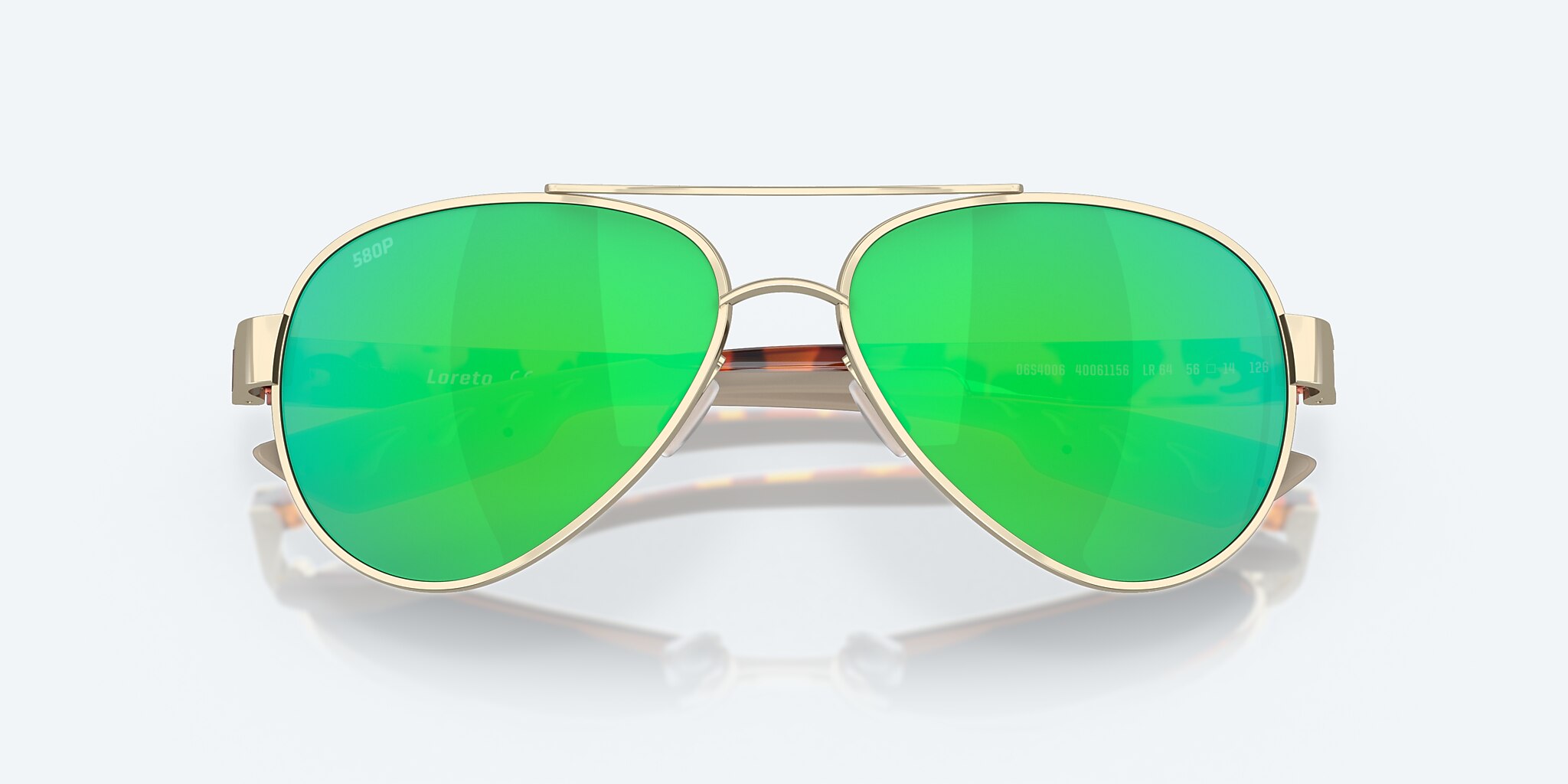 Sunglasses Costa Loreto M (56-14) with Green Mirror lens and Rose Gold frame Image 5 of 8